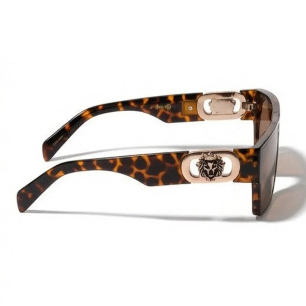 Mens Tortoise Designer Inspired Hip Hop Urban, Retro Oversized Sunglasses Brown